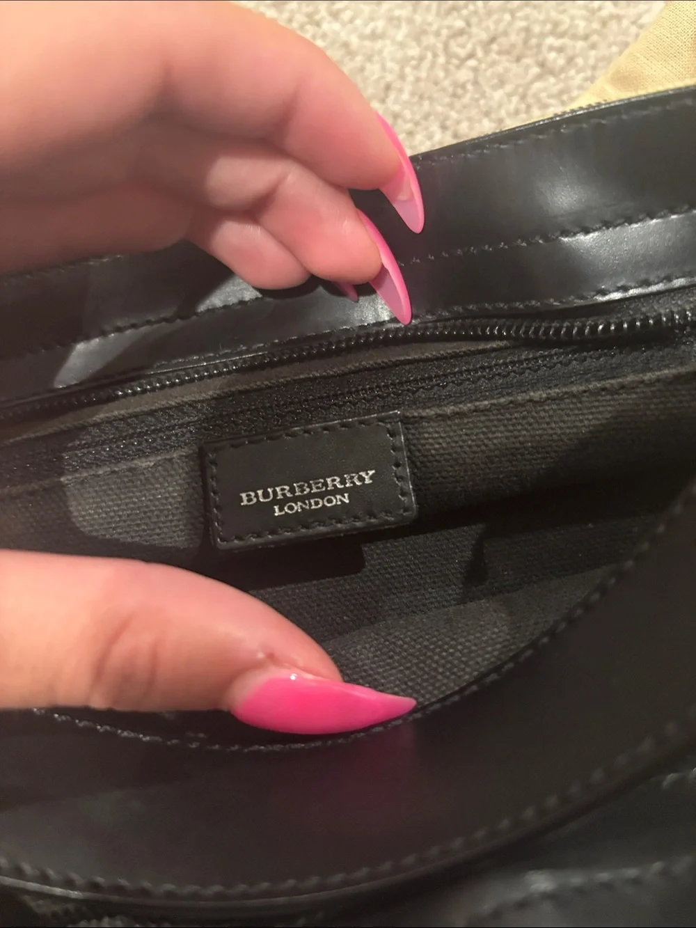 Burberry Tan Nova Check Shoulder Bag with Black Strap